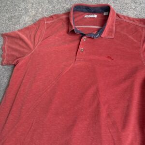 Tommy Bahama Mens 2XLT Red Slub Modal Blend Short Sleeve Polo Shirt Tall